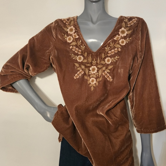 April Cornell Tops - April Cornell, Velvet Toffee Tunic Top.